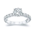 Gold 2 1/2ct TDW Certified Round Diamond Engagement Ring - Handcrafted By Name My Rings™