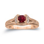 Gold 2/5ct Ruby and 1/8ct TDW Round Diamond Engagement Ring - Handcrafted By Name My Rings™