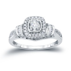 Gold 2/5ct TDW Halo Diamond Engagement Ring - Handcrafted By Name My Rings™