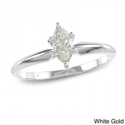 Gold 2/5ct TDW Marquise Diamond Solitaire Ring - Handcrafted By Name My Rings™