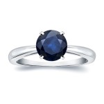 Gold 2ct Round Blue Sapphire Gemstone Solitaire Engagement Ring - Handcrafted By Name My Rings™