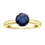 Gold 2ct Round Blue Sapphire Gemstone Solitaire Engagement Ring - Handcrafted By Name My Rings™