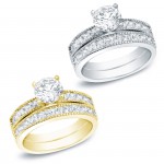 Gold 2ct TDW Certified Diamond Bridal Ring Set - Handcrafted By Name My Rings™