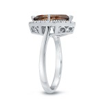 Gold 2ct TDW Marquise Halo Brown and White Diamond Ring - Handcrafted By Name My Rings™