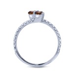 Gold 2ct TDW Round Cut Brown Diamond 3-prong, 2-stone Engagement Ring - Handcrafted By Name My Rings™
