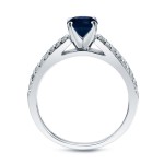 Gold 3/4ct Blue Sapphire and 3/4ct TDW Round Diamonds Bridal Ring Set - Handcrafted By Name My Rings™