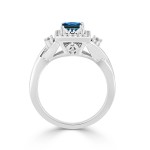 Gold 3/4ct TDW Blue Round Diamond Halo Engagement Ring - Handcrafted By Name My Rings™