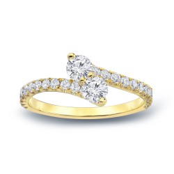 Gold 3/4ct TDW Diamond 3-Prong 2-Stone Engagement Ring - Handcrafted By Name My Rings™