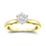 Gold 3/4ct TDW Round-Cut Diamond 6-Prong Solitaire Engagement Ring - Handcrafted By Name My Rings™