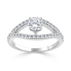 Gold 3/4ct TDW Round Diamond Engagement Ring - Handcrafted By Name My Rings™