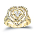Gold 3/4ct TDW Round Diamond Halo Engagement Ring - Handcrafted By Name My Rings™
