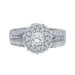 Gold 3/4ct TDW Round Halo Diamond Engagement Ring - Handcrafted By Name My Rings™