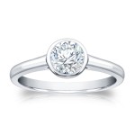 Gold 3/4ct TDW Round-cut Bezel Solitaire Ring - Handcrafted By Name My Rings™