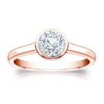 Gold 3/4ct TDW Round-cut Bezel Solitaire Ring - Handcrafted By Name My Rings™