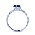 Gold 3/5ct Blue Sapphire and 1/3ct TDW Diamond 3-prong, 2-stone Engagement Ring - Handcrafted By Name My Rings™