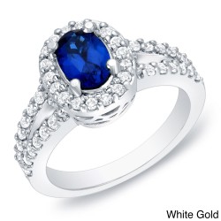 Gold 3/5ct TDW Sapphire and Diamond Engagement Ring - Handcrafted By Name My Rings™