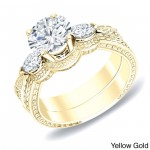Gold 4/5ct TDW Certified Diamond Bridal Ring Set - Handcrafted By Name My Rings™
