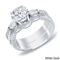 Gold 4/5ct TDW Certified Diamond Bridal Ring Set - Handcrafted By Name My Rings™