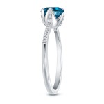 Gold 4/5ct TDW Round Blue Diamond Promise Ring - Handcrafted By Name My Rings™