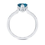 Gold 4/5ct TDW Round Blue Diamond Promise Ring - Handcrafted By Name My Rings™