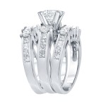 Gold 4ct TDW Certified Princess-cut Diamond 3-Stone 3-piece Bridal Ring Set - Handcrafted By Name My Rings™