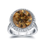 Gold 7 3/4ct TDW Round-cut Natural Fancy Cognac Diamond Engagement Ring - Handcrafted By Name My Rings™