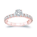 Rose Gold 1 1/2 ct TDW Round Diamond Solitiare Engagement Ring - Handcrafted By Name My Rings™