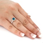 Rose Gold 1 1/2ct TDW Blue Diamond Halo Ring - Handcrafted By Name My Rings™