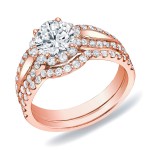 Rose Gold 1 1/4 ct TDW Round Halo Diamond Engagement Ring - Handcrafted By Name My Rings™