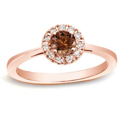 Rose Gold 1/2ct TDW Brown Diamond Halo Ring - Handcrafted By Name My Rings™