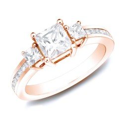 Rose Gold 1.50ct TDW Certified Princess Diamond Engagement Ring - Handcrafted By Name My Rings™