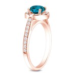Rose Gold 1ct TDW Blue Round Diamond Ring - Handcrafted By Name My Rings™