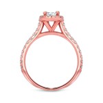 Rose Gold 1ct TDW Certified Oval Diamond Halo Bridal Ring Set - Handcrafted By Name My Rings™