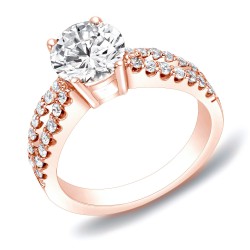 Rose Gold 1ct TDW Round Diamond Engagement Ring - Handcrafted By Name My Rings™