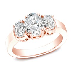 Rose Gold 2 1/3ct TDW Certified Three Stone Diamond Ring - Handcrafted By Name My Rings™