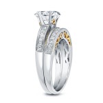 Two Tone Gold 1 3/4ct TDW Certified Round Cut Diamond Bridal Ring Set - Handcrafted By Name My Rings™