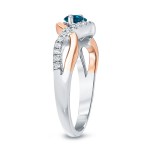 Two-Tone Gold 1/2ct TDW 2-Stone Round Cut Blue Diamond Engagement Ring - Handcrafted By Name My Rings™