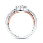 Two-Tone Gold 1/2ct TDW 2-Stone Round Cut Diamond Engagement Ring - Handcrafted By Name My Rings™