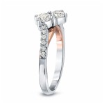 Two-Tone Gold 1ct TDW 2-Stone Round Cut Diamond Engagement Ring - Handcrafted By Name My Rings™