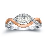 Two-Tone Gold 1ct TDW 2-Stone Round Diamond Engagement Ring - Handcrafted By Name My Rings™