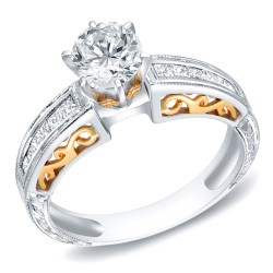 Two-tone Gold 1 1/3ct TDW Certified Round Diamond Ring - Handcrafted By Name My Rings™
