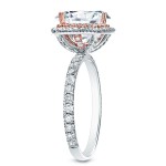 Two-tone Gold 1 3/4ct TDW Certified Cushion Cut Diamond Engagement Ring - Handcrafted By Name My Rings™