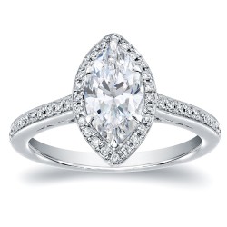 White Gold 1 1/3ct TDW Marquise Halo Diamond Engagement Ring - Handcrafted By Name My Rings™