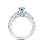 White Gold 1 3/4ct TDW Round Blue Diamond Ring Set - Handcrafted By Name My Rings™