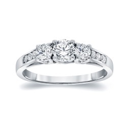 White Gold 1/2ct TDW 9-Stone Round Cut Diamond Ring - Handcrafted By Name My Rings™