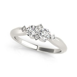 White Gold 1/4ct TDW 2-Stone Round Cut Diamond Ring - Handcrafted By Name My Rings™