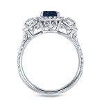 White Gold 1ct Blue Sapphire and 1ct TDW Diamond Enggaement Ring - Handcrafted By Name My Rings™