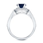 White Gold 1ct Blue Sapphire and 3/5ct TDW Round Diamond Bridal Ring Set - Handcrafted By Name My Rings™