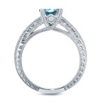 White Gold 1ct TDW Blue Diamond Bridal Ring Set - Handcrafted By Name My Rings™