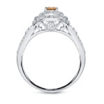 White Gold 1ct TDW Natural Fancy Intense Yellow Round Diamond Engagement Ring - Handcrafted By Name My Rings™